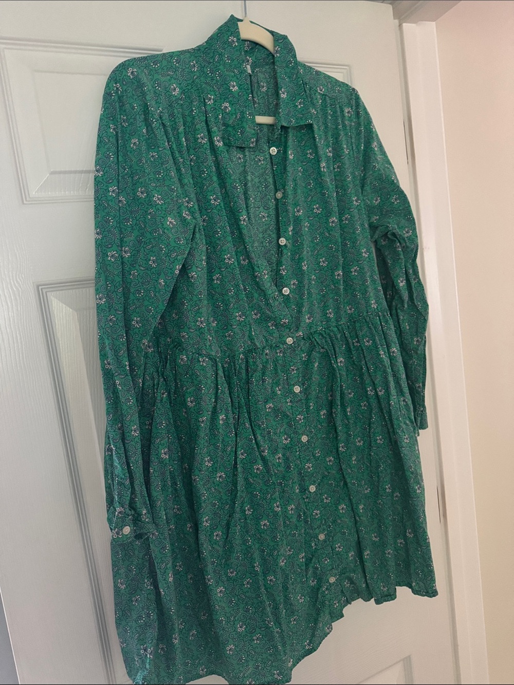 J. Crew Teal Green Paisley-Print Dress